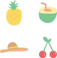 Abstract Summer Icon Set. Flat Color. Isolated Vector