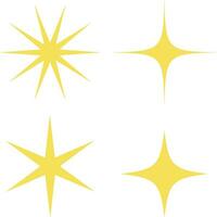 Sparkling Star Icon Set. Flat Design. Isolated Vector