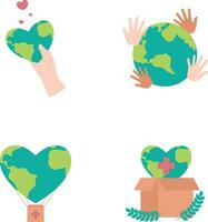 World Humanitarian Day Icon Set. Simple Design. Isolated Vector