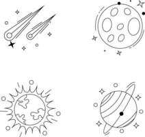 Cosmic Vintage Minimalist Line Art. Vector Illustration