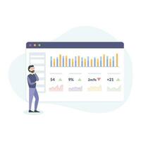 Stats with results illustration useable for  both web or mobile app design vector