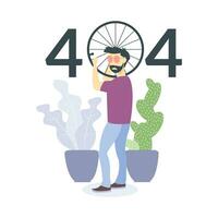 Man with 404 showing error illustration vector