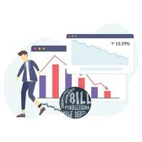 Economic recession person with graph illustration useable for both ios and web vector