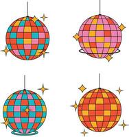 Disco Ball In Retro 1970s Style. Isolated On White Background. Vector Illustration