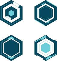 Hexagon Futuristic HUD Pattern. Isolated On White Background. Vector Pattern Set