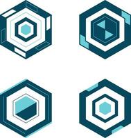 Hexagon Futuristic HUD Pattern. Isolated On White Background. Vector Pattern Set