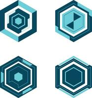 Hexagon Futuristic HUD Pattern. Isolated On White Background. Vector Pattern Set