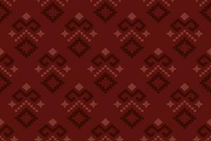 Red traditional ethnic pattern paisley flower Ikat background abstract Aztec African Indonesian Indian seamless pattern for fabric print cloth dress carpet curtains and sarong vector
