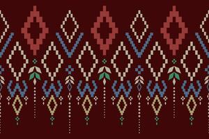 Cross stitch colorful geometric traditional ethnic pattern Ikat seamless pattern abstract design for fabric print cloth dress carpet curtains and sarong Aztec African Indian Indonesian vector