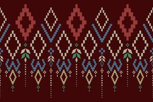 Cross stitch colorful geometric traditional ethnic pattern Ikat seamless pattern abstract design for fabric print cloth dress carpet curtains and sarong Aztec African Indian Indonesian vector