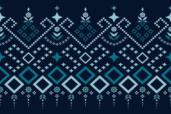 Nature vintages cross stitch traditional ethnic pattern paisley flower Ikat background abstract Aztec African Indonesian Indian seamless pattern for fabric print cloth dress carpet curtains and sarong