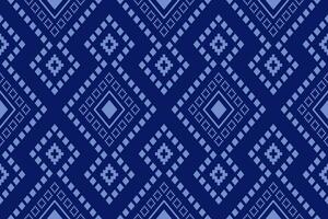 Indigo navy blue geometric traditional ethnic pattern Ikat seamless pattern border abstract design for fabric print cloth dress carpet curtains and sarong Aztec African Indian Indonesian vector