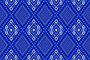 Indigo navy blue geometric traditional ethnic pattern Ikat seamless pattern border abstract design for fabric print cloth dress carpet curtains and sarong Aztec African Indian Indonesian vector