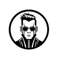 Cyberpunk character icon, a dynamic blend of technology and style. vector