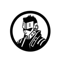 Cyberpunk character icon, a dynamic blend of technology and style. vector