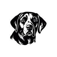 Labrador Retriever. Line art. Silhouette. Template. Close-up. Clip art. Black and white. vector