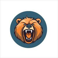 Angry Bear Head Mascot Logo, Esports Logo Vector Illustration Design Concept.
