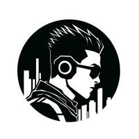 cyberpunk personaje icono, un dinámica mezcla de tecnología y estilo. vector