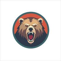 Angry Bear Head Mascot Logo, Esports Logo Vector Illustration Design Concept.