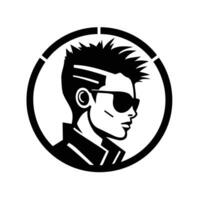 Cyberpunk character icon, a dynamic blend of technology and style. vector