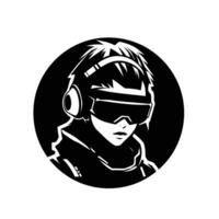 Cyberpunk character icon, a dynamic blend of technology and style. vector