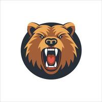 enojado oso cabeza mascota logo, esports logo vector ilustración diseño concepto.