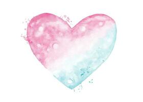 Watercolor pink blue gradient hearts isolated on white background vector