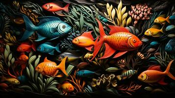 Beautiful fish painting background ai photo