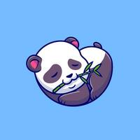 linda panda dormido y comiendo bambú dibujos animados vector icono ilustración. animal naturaleza icono concepto aislado prima vector. plano dibujos animados estilo