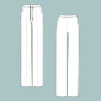 trousers fashion flat technical sketch drawing template. vector