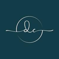 DC Signature initial logo template vector ,Signature Logotype