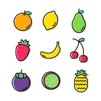 Fruta icono vector plano diseño con contorno