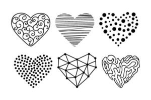 Vector Hearts Doodle Set. Love Symbol Collection Isolated on white. Valentines Sketch