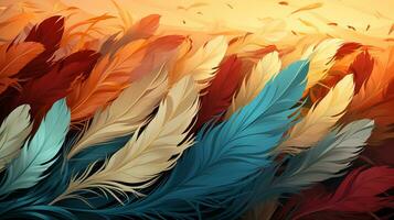 beautiful colorful feather background ai photo