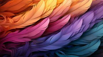 beautiful colorful feather background ai photo