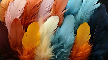 beautiful colorful feather background ai photo