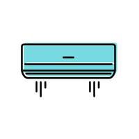 Air conditioner flat design with line icon. Vector illustration