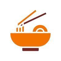 Noodle icon solid orange brown colour chinese new year symbol perfect. vector
