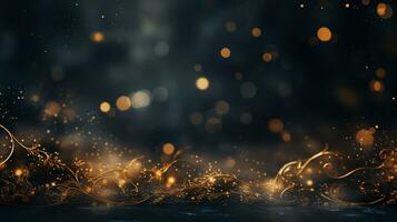 Abstract colorful glittering effect defocused design on dark background, shiny elegance fantasy bright color contrast with black concept, AI Generative photo