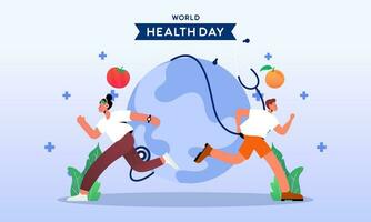 World health day illustration concept with characters people illustration vector
