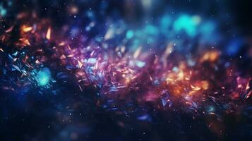 Abstract colorful glittering effect defocused design on dark background, shiny elegance fantasy bright color contrast with black concept, AI Generative photo