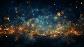 Abstract colorful glittering effect defocused design on dark background, shiny elegance fantasy bright color contrast with black concept, AI Generative photo
