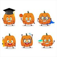 colegio estudiante de nuevo calabaza dibujos animados personaje con varios expresiones vector