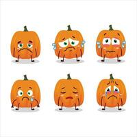 nuevo calabaza dibujos animados personaje con triste expresión vector