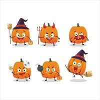 Víspera de Todos los Santos expresión emoticones con dibujos animados personaje de nuevo calabaza vector