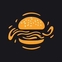 An elegant logo captures the essence of fast food, featuring a minimalist burger against empty space vector