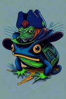 A detailed illustration of a Dart Frog for a t-shirt design, wallpaper, and fashion design photo