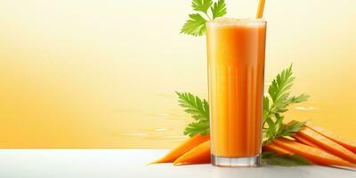 close up of Fresh Carrot Juice with vegetables, isolated on white background, copy space, AI Generative photo