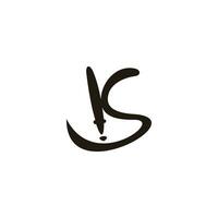 letter ks ink pen symbol logo vector