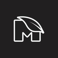 letter m simple overlapping leaf logo vector